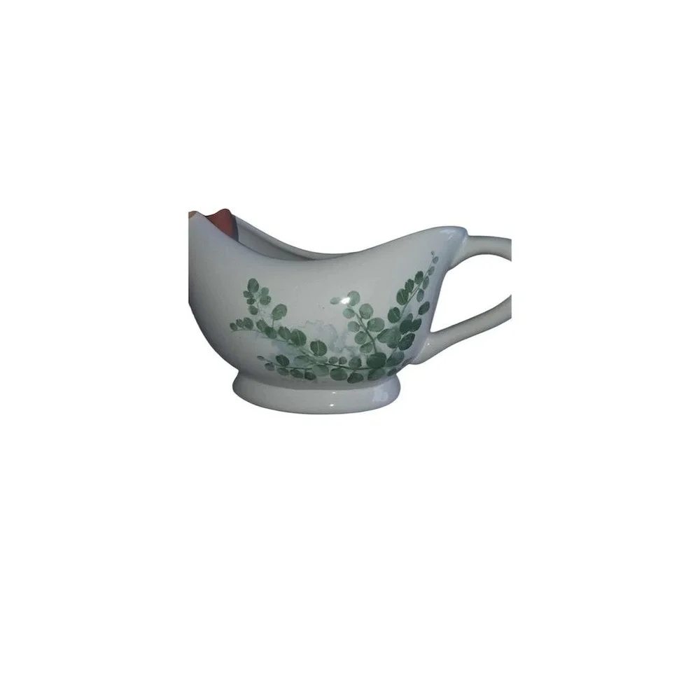 Pier 1 Imports Gravy Boat Green Ivy Design 9